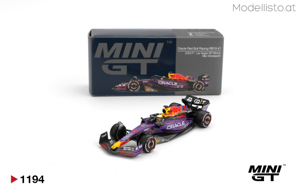MGT1194 MiniGT F1 Oracle Red Bull Racing RB19 #1 2023 F1 Las Vegas GP Winner Max Verstappen