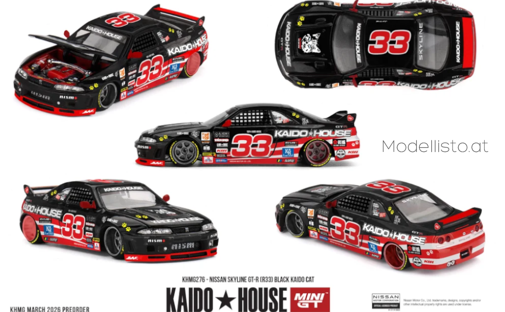 KHMG276 MiniGT/Kaido House NISSAN SKYLINE GTR (R33) BLACK KAIDO CAT 1995