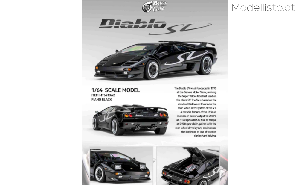MT6413A2 Micro Turbo Lamborghini Diablo SV Piano Black