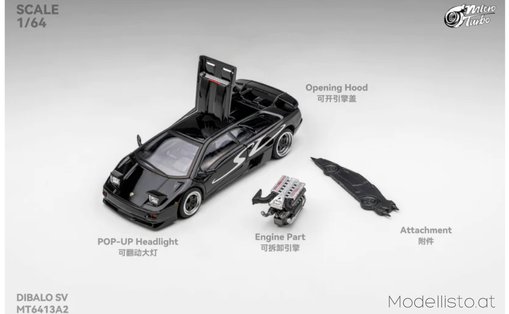 MT6413A2 Micro Turbo Lamborghini Diablo SV Piano Black