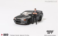 MGT869 MiniGT Nissan Skyline GT-R (R32) gunmetal mit Figur