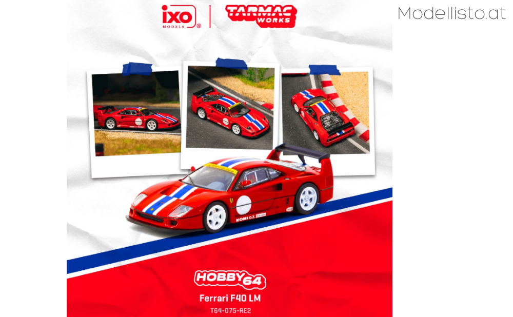 T64-075-RE2 Tarmac Works Ferrari F40 LM, red